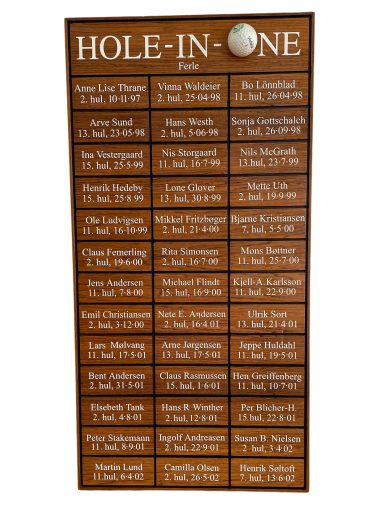 Hole in one 1997-2002 i Ferle, Gilleleje Golfklub