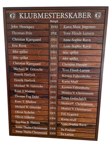 Klubmesterskaber 1990-2009 i Gilleleje Golfklub, hulspil