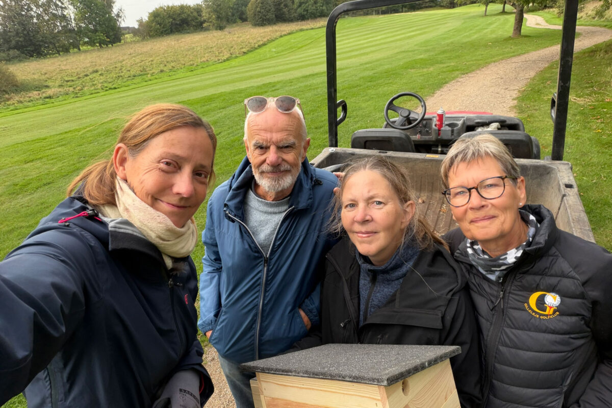 Pindsvine-holdet viser et af pindsvinehusene frem.